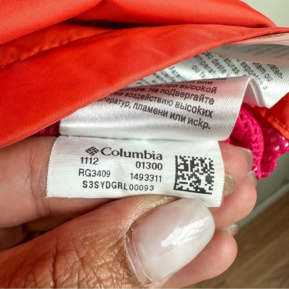 Columbia Youth Vibrant Pink and Orange Outdoor Windbreaker Rain Jacket Girl XL